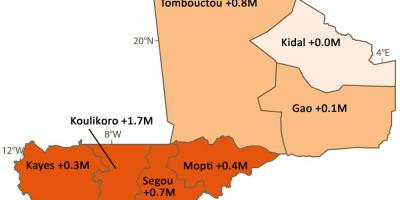 Žemėlapis Malio gyventojų